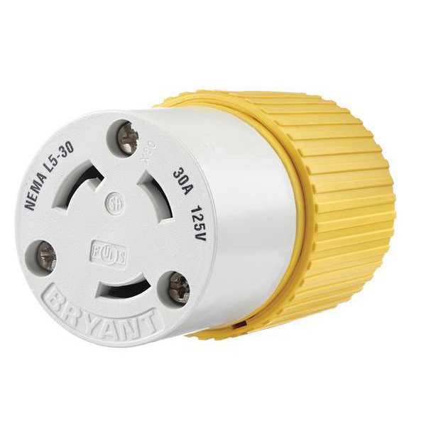 Zoro Select Locking Connector Yellow/White Nylon 30A L5-30R 70530NCCR