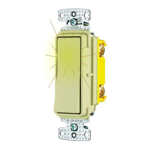Zoro Select Pilot Light Wall Switch, Ivory, 15A, 1/2 HP RSD115PLI