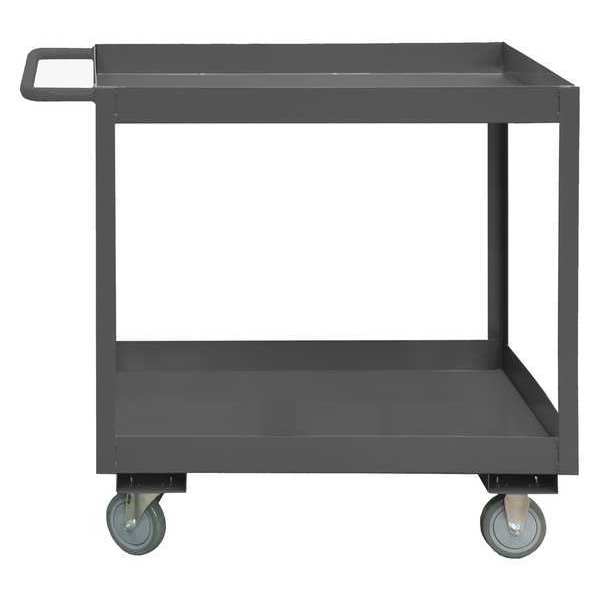 Zoro Select Utility Cart with Deep Lipped Metal Shelves, Steel, Flat, 2 Shelves, 1,200 lb RSC3-1836-2-95