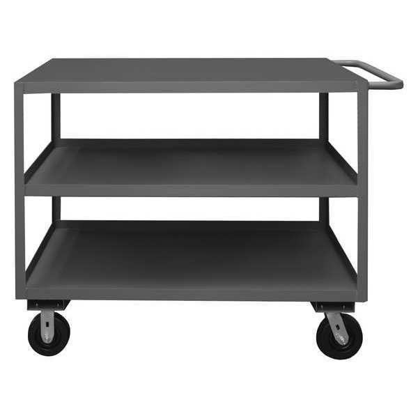Zoro Select Utility Cart with Lipped & Flush Metal Shelves, Steel, Flat, 3 Shelves, 3,000 lb RSC-2436-3-3K-TLD-95