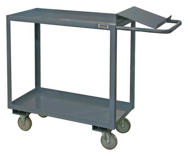 Zoro Select Order-Picking Utility Cart with Lipped Metal Shelves, Steel, Flat, 2 Shelves, 1,200 lb OPC-2448-2-95