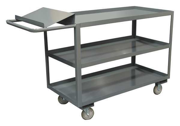 Zoro Select Order-Picking Utility Cart with Lipped Metal Shelves, Steel, Flat, 3 Shelves, 1,200 lb OPC-2448-3-95