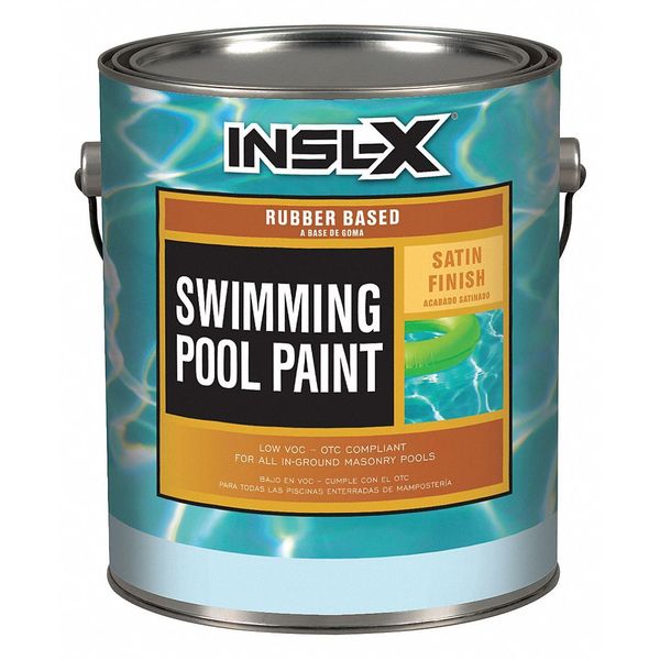 Insl-X By Benjamin Moore Pool Paint, Satin, Synthetic Rubber-Based Base, Aquamarine, 1 gal XA0719001GR6172