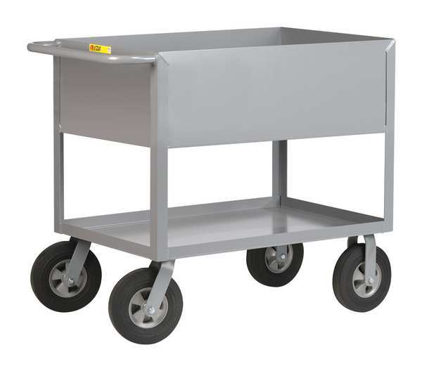 Little Giant Steel Flat Handle Deep Shelf Utility Cart, 2 Shelves, 1200 lb DS2436X1210SR