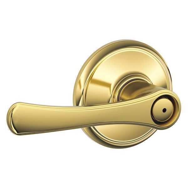 Schlage Bright Brass Privacy Lever Lockset, Avila F40 VLA 605