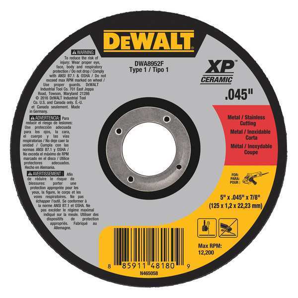 Dewalt 5" x .045" x 7/8" T1 XP CER Cut-off Wheel DWA8952F