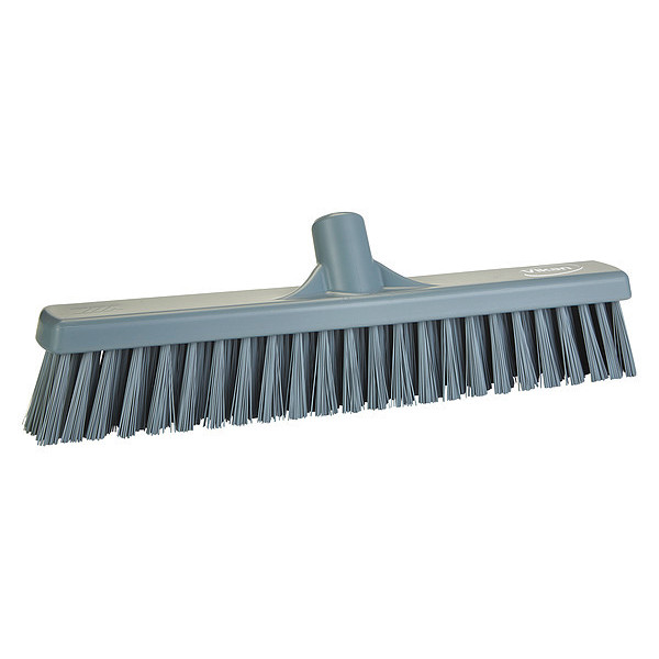 Vikan 16 in Sweep Face Broom Head, Soft/Stiff Combination, Synthetic, Gray 317488
