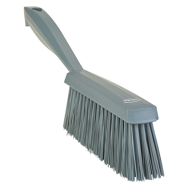 Vikan 1 19/32 in W Bench Brush, Medium, 6 1/2 in L Handle, 6 1/2 in L Brush, Gray, Polypropylene 458988