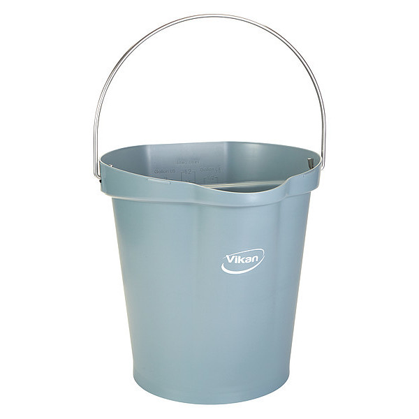 Vikan Round Hygienic Bucket, 12 4/5 in Dia, Gray, polypropylene 568688