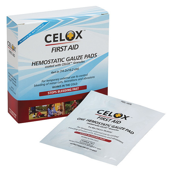 Celox Gauze Pad, Sterile, Beige, Chitosan, PK10 MS-FG08834291