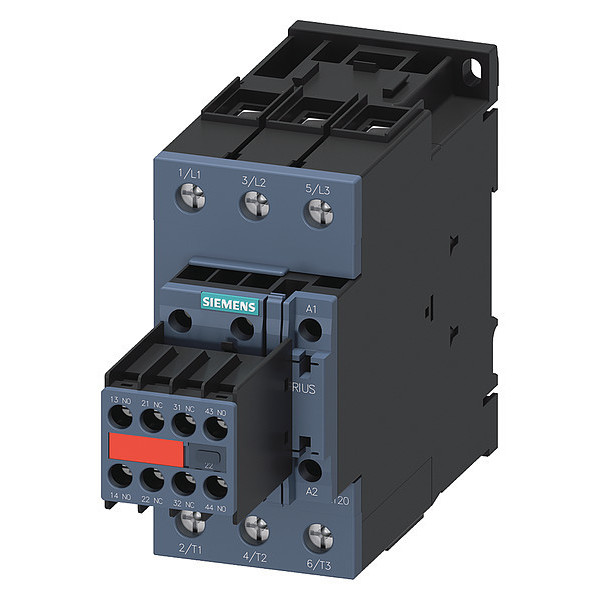 Siemens IEC Magnetic Contactor, 3 Poles, 24 V DC, 65 A, Reversing: No 3RT20381KB443MA0