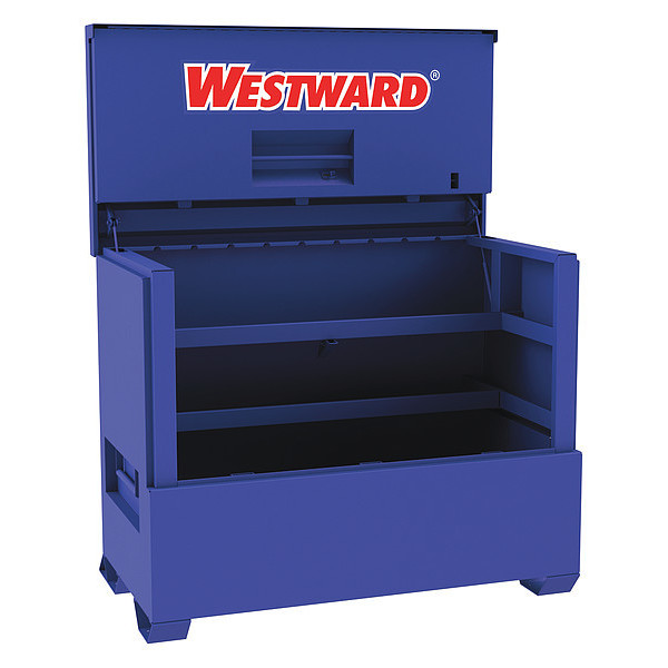 Westward WESTWARD Piano-Style Jobsite Box, Blue, 49.8 cu ft, 61" W x 35" D x 50" H 499N10