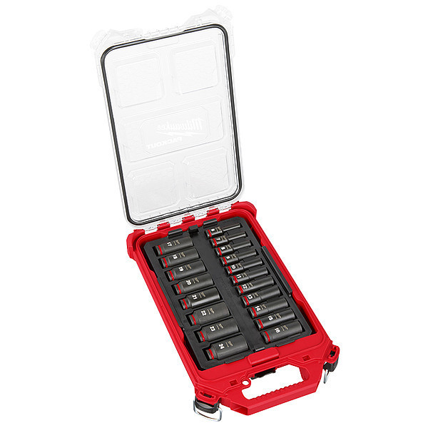 Milwaukee Tool 3/8 in Drive Socket Set Metric, SAE 19 Pieces 6 mm to 24 mm , Chrome 49-66-6801
