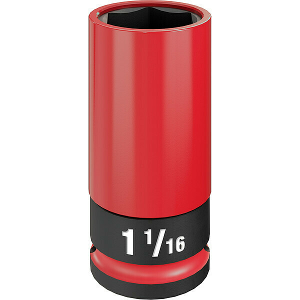 Milwaukee Tool 1/2 in Drive Lug Nut Wheel Socket 1 1/16 in Size, Deep Socket, Black Phosphate 49-66-7815