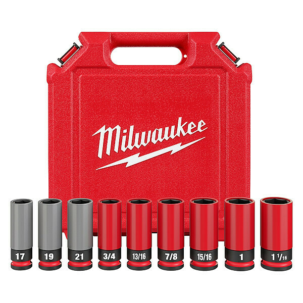 Milwaukee Tool 1/2 in Drive Lug Nut Wheel Socket Set, Metric, SAE, 9 pcs 49-66-7832
