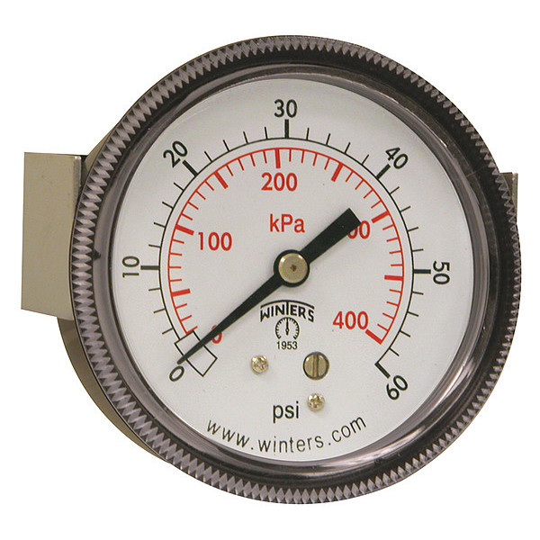 Winters Pressure Gauge, 0 to 60 psi, 1/4 in MNPT, Black P9U901438UC