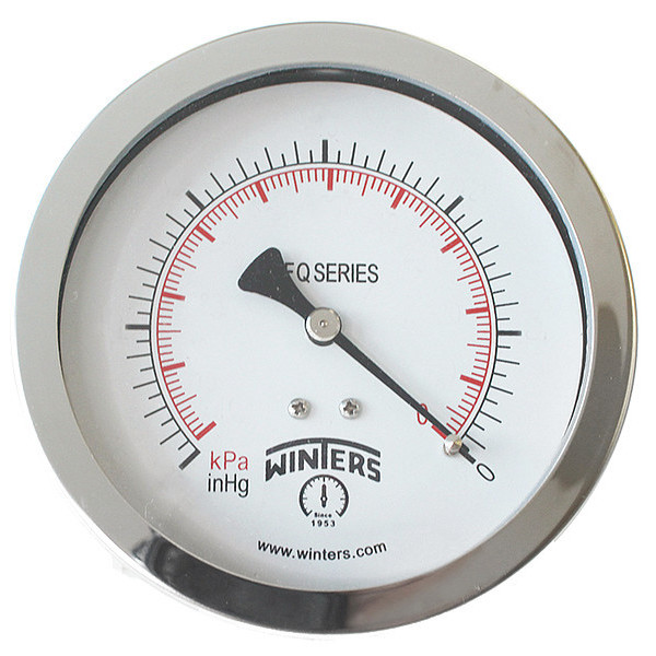 Winters Pressure Gauge, 0 to 100 psi, 1/4 in MNPT PFQ1271-DRY