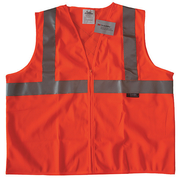 Condor Safety Vest, Orange/Red, L, Zipper 491R96