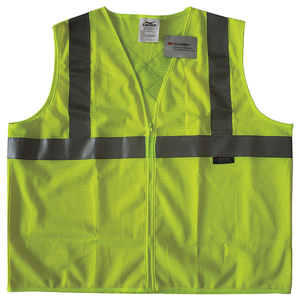 Condor Safety Vest, Yellow/Green, XL, Zipper 491T03