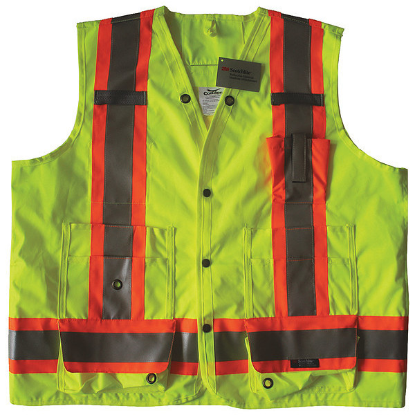 Condor Safety Vest, Yellow/Green, 2XL, Snap 491T26