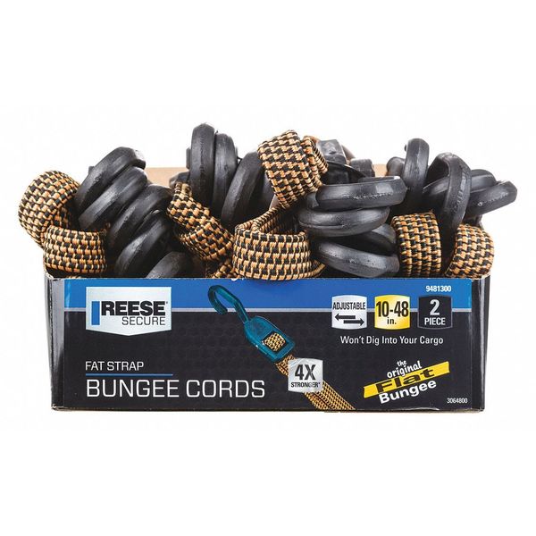 Reese Secure Adjustable Bungee Cord, 10" L, PK2 9481342