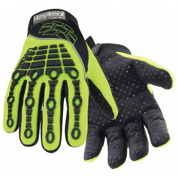 Hexarmor Hi-Vis Cut Resistant Impact Gloves, A8 Cut Level, Uncoated, XS, 1 PR 4026-XS (6)