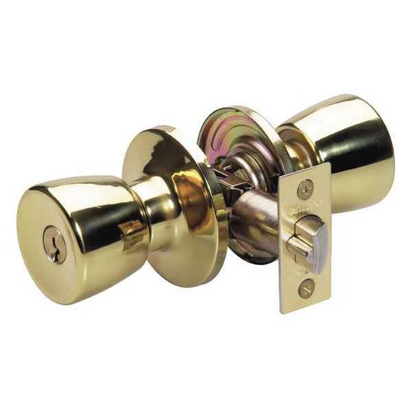 Master Lock Knob Lockset, Tulip Style, Polished Brass TU0103KA4S