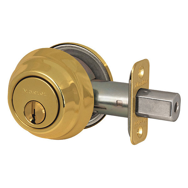 Master Lock Deadbolt, Polished Brass, Single Cylinder DSH0603KA