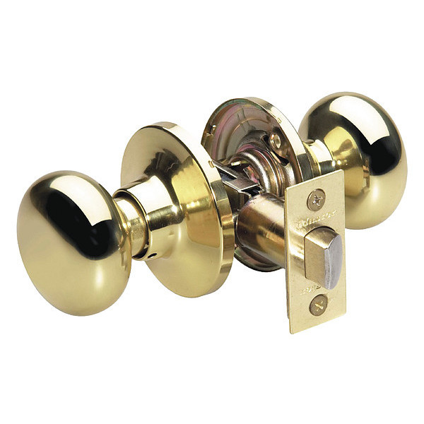 Master Lock Knob Lockset, Biscuit Style, Polished Brss BC0403BOX