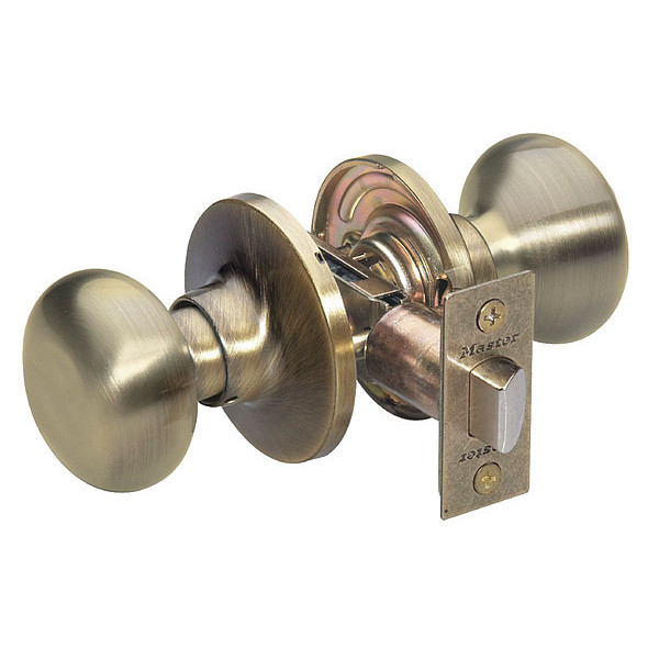 Master Lock Knob Lockset, Biscuit Style, Antique Brass BC0405BOX