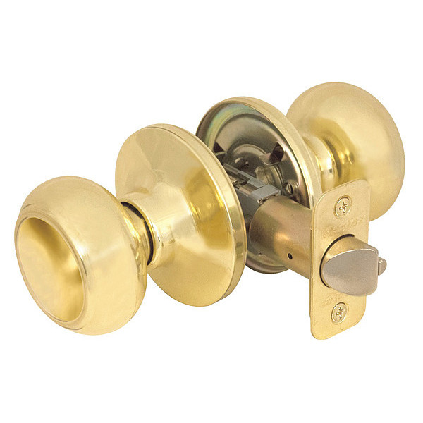 Master Lock Knob Lockset, Rusk Style, Polished Brass RU0403BOX