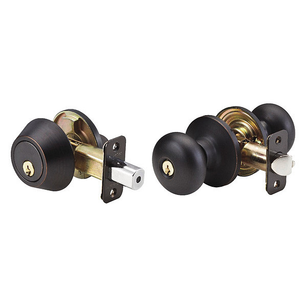 Master Lock Knob Lockset, Biscuit Style, Aged Bronze BCC0612PKA4