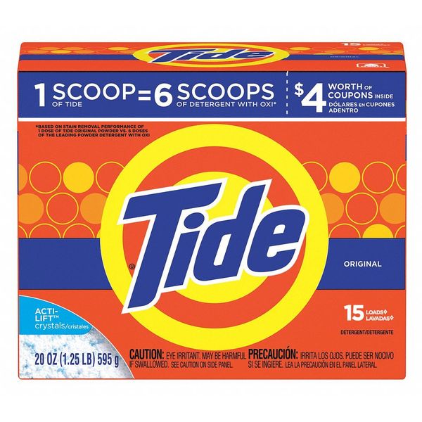 Tide Laundry Detergent, 20 oz Box, Powder, Unscented, White, 6 PK 81244