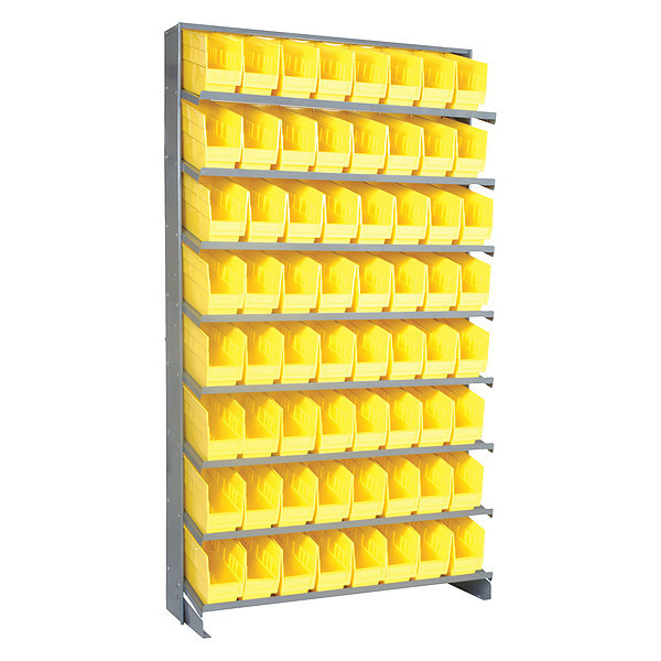 Quantum Storage Systems Steel Pick Rack, 36 in W x 64 in H x 12 in D, 8 Shelves, Yellow QPRS-203YL