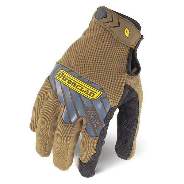Ironclad Performance Wear Mechanics Touchscreen Gloves, M, Tan/Silver, Polyester IEX-PPG-03-M
