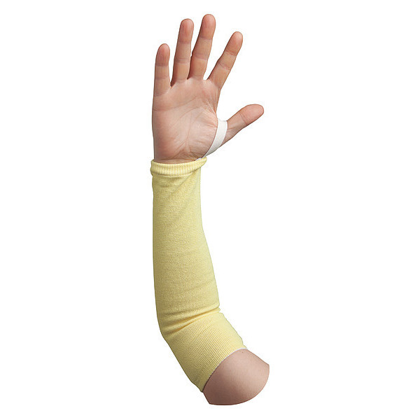 Showa Cut-Resistant Sleeve: ANSI/ISEA Cut Level A4, Kevlar®, Yellow, Thumbhole, 10 in Length S4561