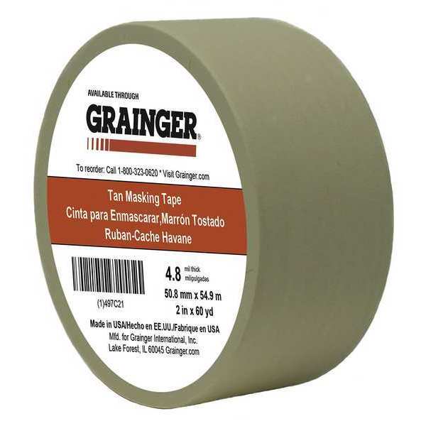 Zoro Select Masking Tape, Paper, Tan TC106-2" X 60YD