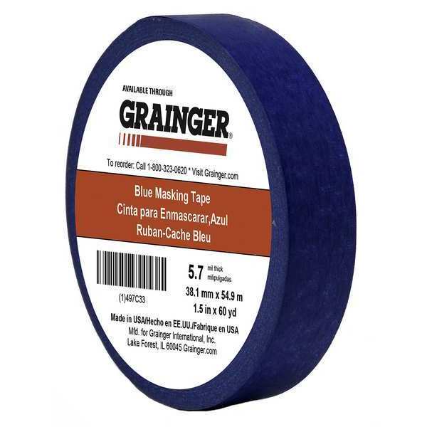 Zoro Select Masking Tape, Paper, Blue TC27-1.5" X 60YD