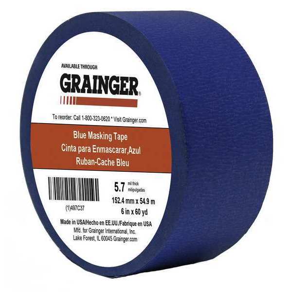 Zoro Select Masking Tape, Paper, Blue TC27-6" X 60YD