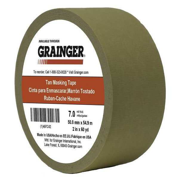 Zoro Select Masking Tape, Paper, Tan TC450-2" X 60YD