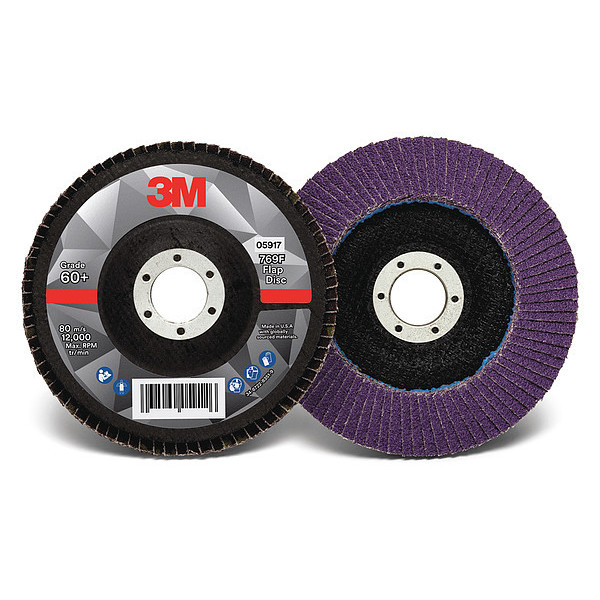 3M Flap Disc, 5 in Dia, 7/8 in Arbor, 60 Grit 60440351504