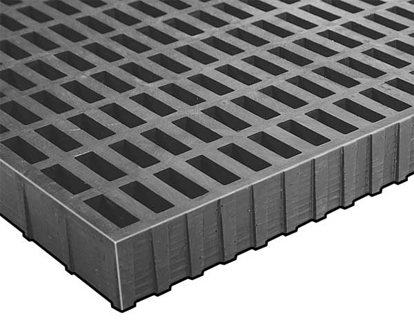 Fibergrate High Load Molded Grating, 48 in Span, Smooth Surface, Corvex Resin, Dark Gray 879100