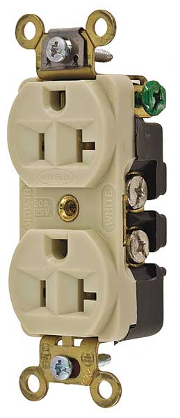 Hubbell 20A Duplex Receptacle 125VAC 5-20R IV HBL5352I