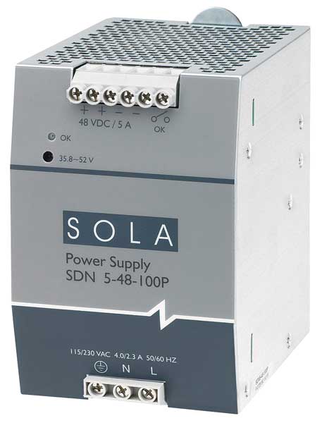 Solahd DC Power Supply, 115/230V AC, 48V DC, 240W, 5A, DIN Rail SDN548100P