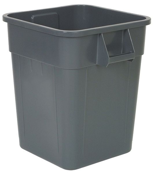 Tough Guy 32 gal. Square Trash Can, Gray, 24 3/4 in Dia, None, LLDPE 5DMV2