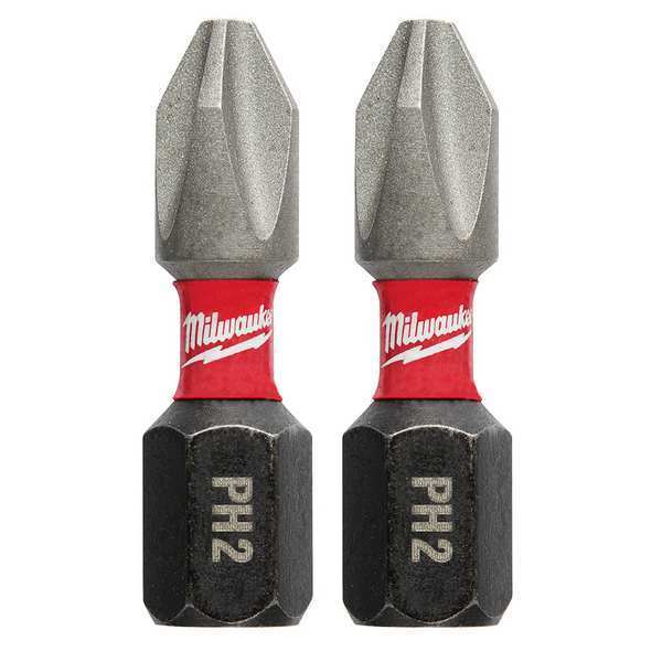 Milwaukee Tool SHOCKWAVE 1 in Phillips #2 Impact Duty Power Bit, 2-Piece Pack 48-32-4412