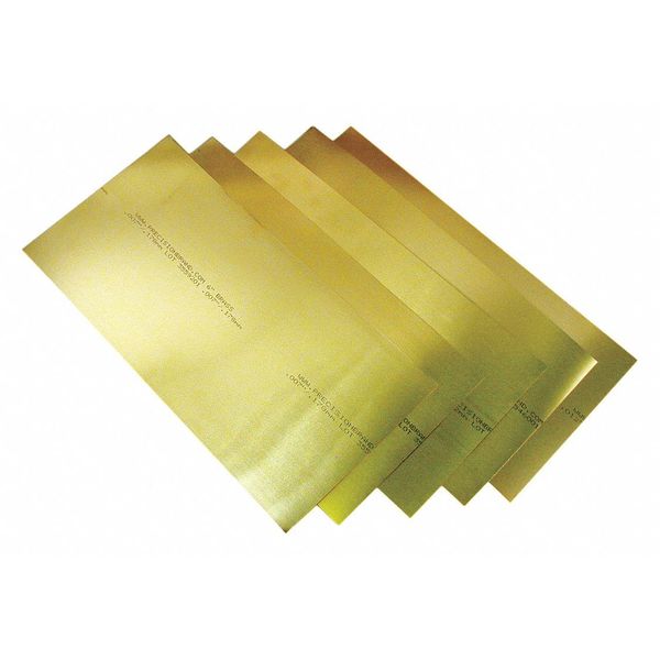 Precision Brand Shim Stock, Sheet, Brass, 0.0200 In, 6", PK10 17900