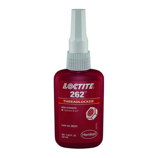 Loctite Threadlocker, LOCTITE 262, Red, High Strength, Liquid, 50 mL Bottle 135374