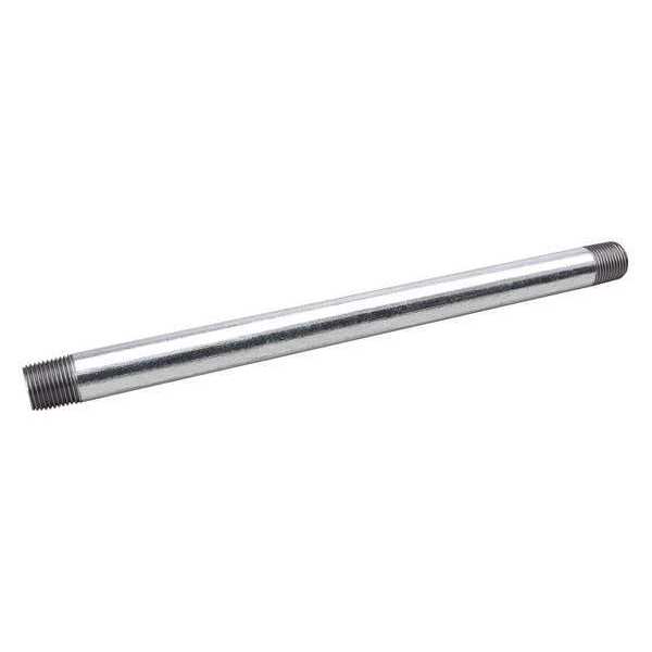 Zoro Select 1/2" MNPT x 10 ft. TBE Galvanized Steel Pipe Sch 40 563-1200