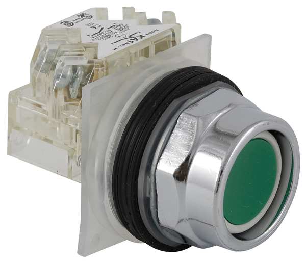 Schneider Electric Extended Push Button Operator, 30 mm, SPDT, Green 9001KR2GH13